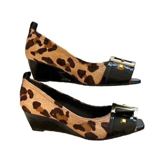 NWOT BCBG Wedge Pony Hair Leopard Shoes - Picture 2 of 9